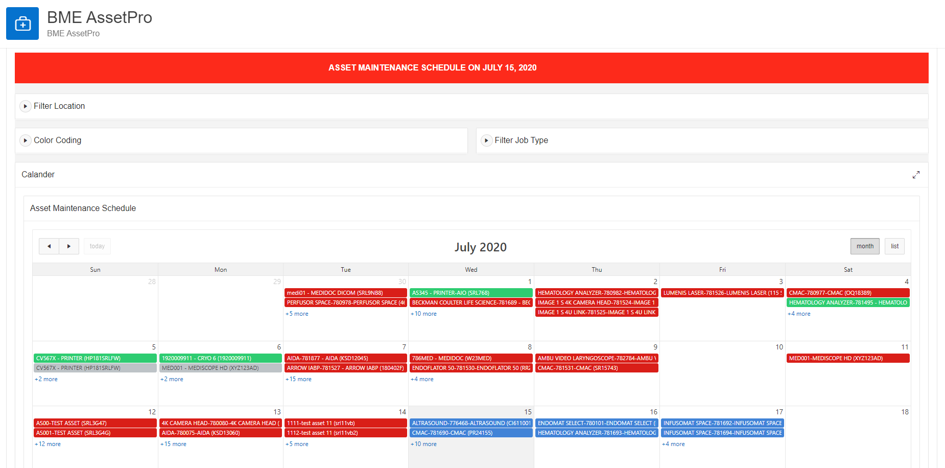 Software for managing the biomedical asset